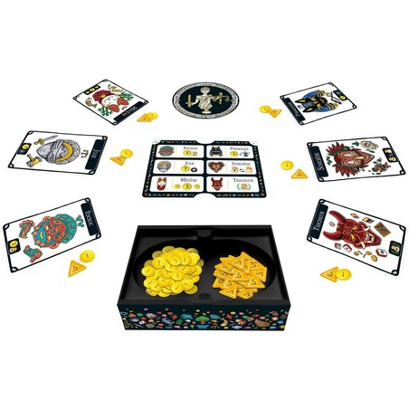 Detalle de las cartas del juego de mesa Mascarade en francés
