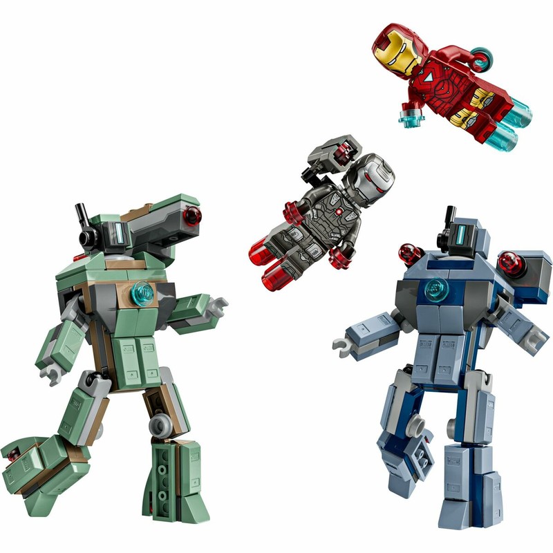 Escena de batalla Lego Iron Man y Hammer Drones