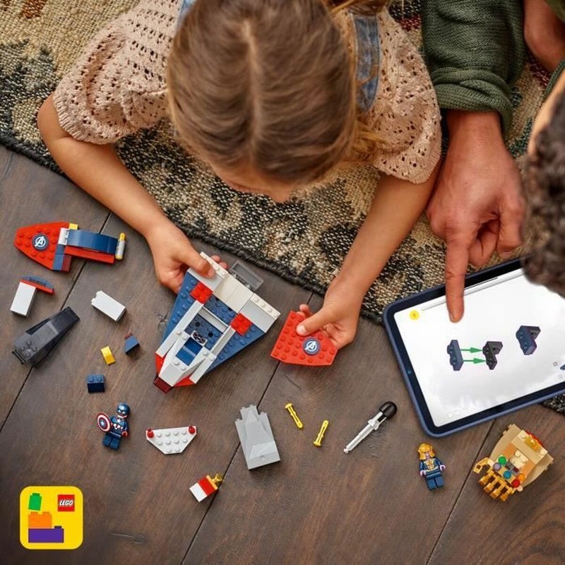 Lego Captain America y Thanos en batalla, piezas