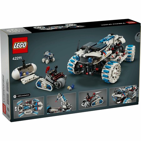 Maqueta Lego espacio: vehículo lunar en superficie simulada