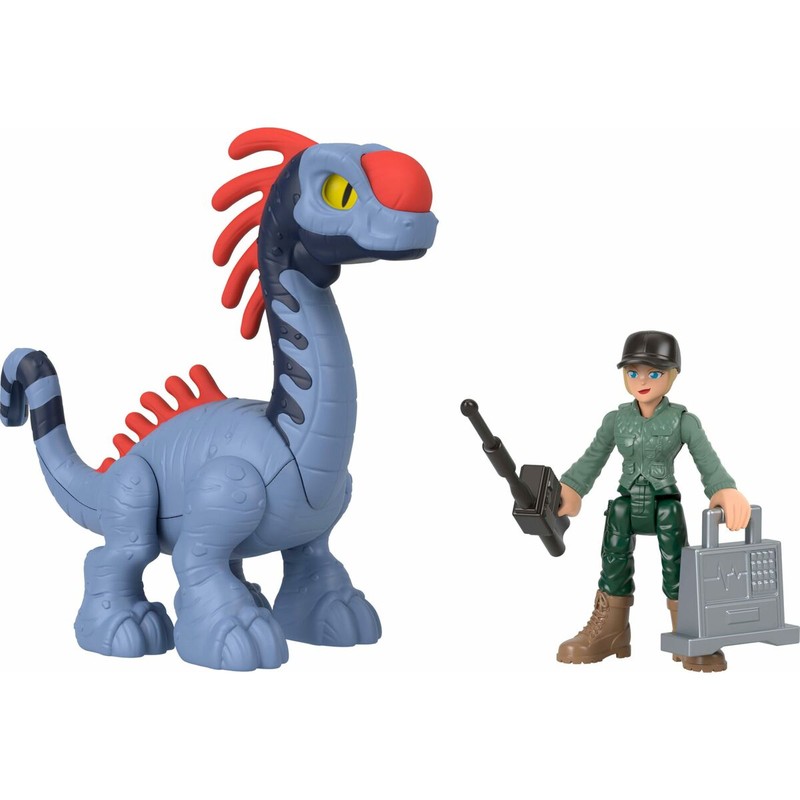 Playset Imaginext Jurassic World con figuras de dinosaurios, ideal para bloques construcción infantiles.