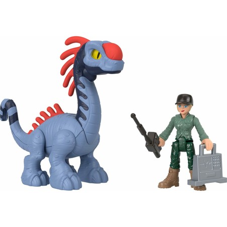 Playset Imaginext Jurassic World con figuras de dinosaurios, ideal para bloques construcción infantiles.