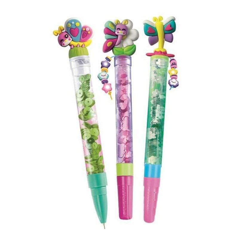 Bolígrafos decorados con mariposas de colores