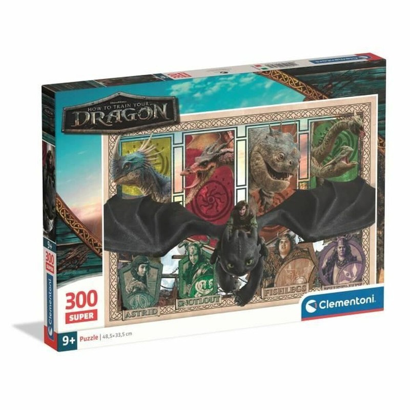 Puzzle Cómo Entrenar a tu Dragón Clementoni Super 300 Piezas de Hipo y Desdentao