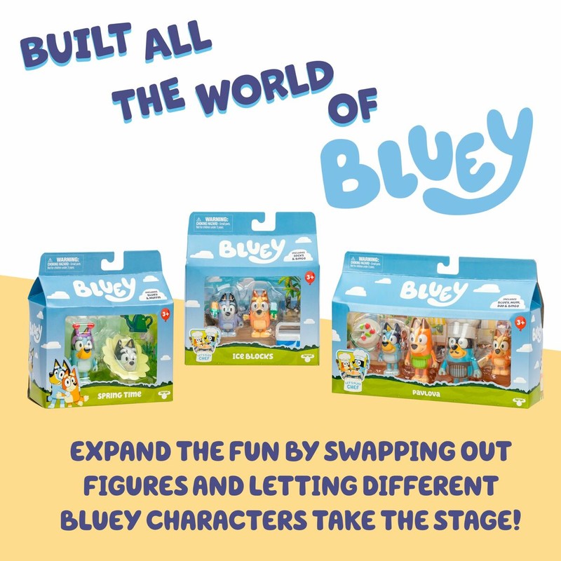 Set figuras Bluey de plástico, pack de 4 personajes