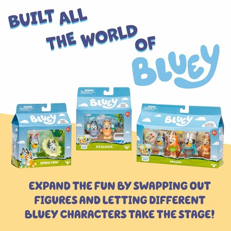 Set figuras Bluey de plástico, pack de 4 personajes