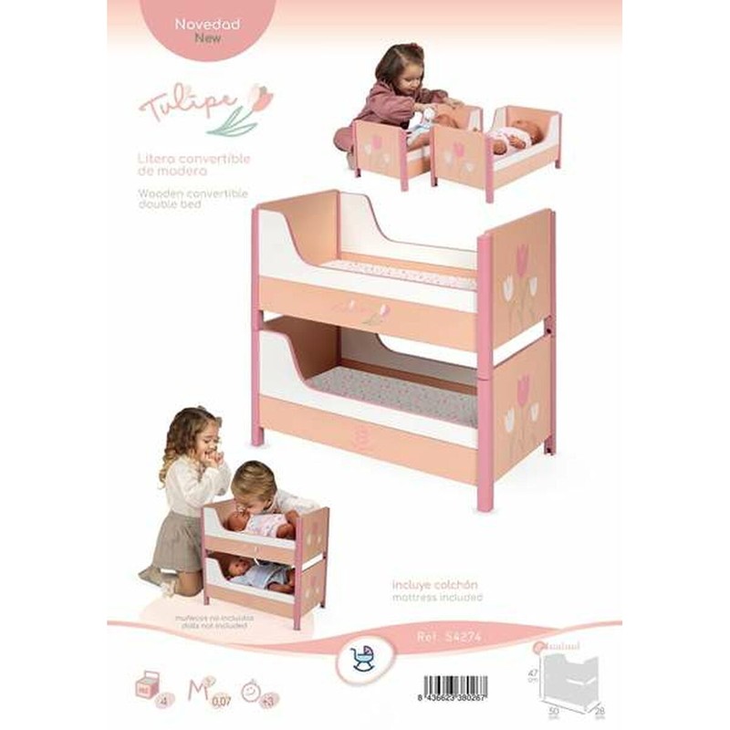 Litera de juguete para muñecas de madera