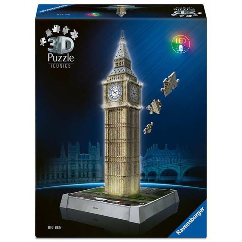 Puzzle 3D Big Ben Ravensburger con luz LED, juguete de construcción