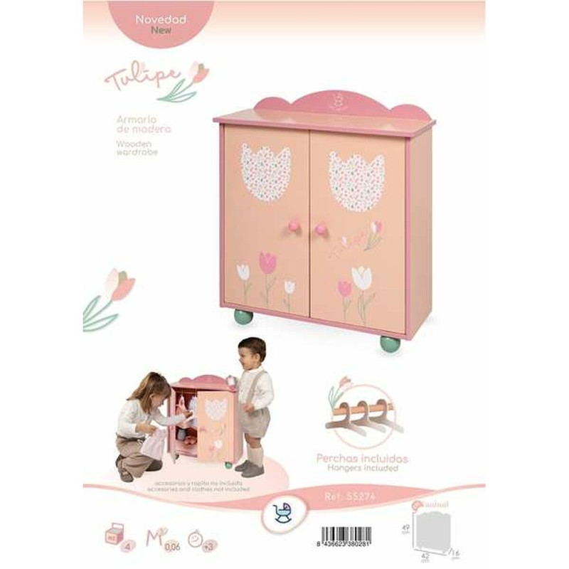 Armario muñecas madera Decuevas con perchas y complementos