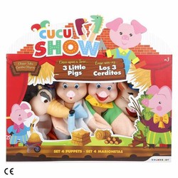 Marionetas de peluche infantiles de Los 3 Cerditos, juego completo.