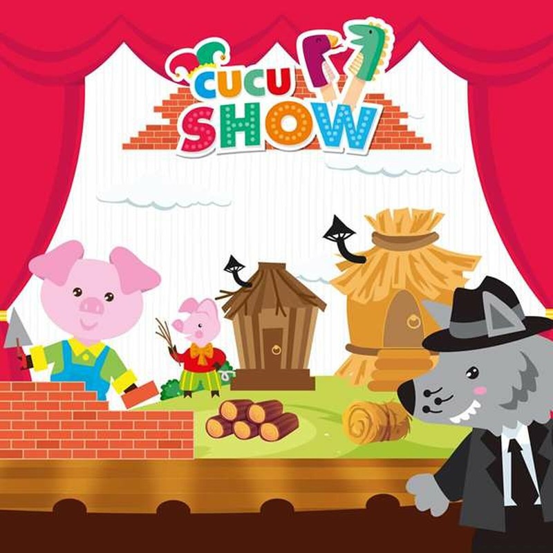 Set de marionetas cuento tres cerditos para juego simbólico.