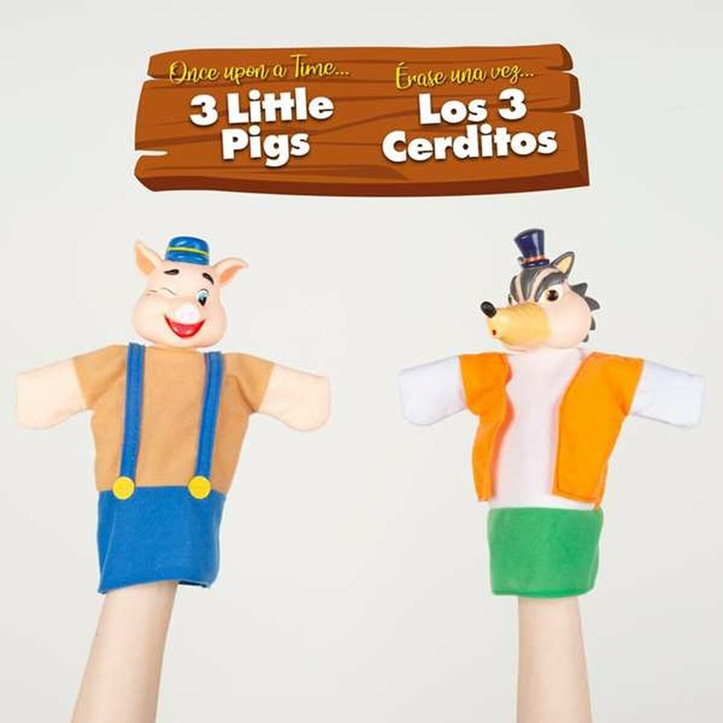 Los 3 Cerditos y el lobo, marionetas de peluche para fomentar la comunicación.