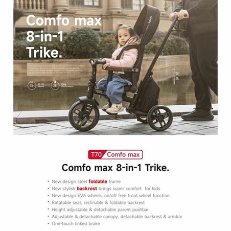 Triciclo para niños 3 años con asiento giratorio 360 grados