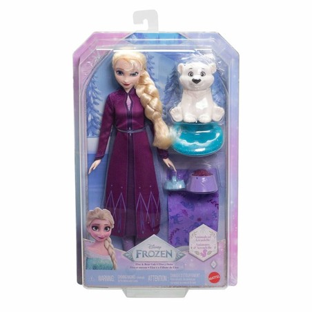 Detalle de la muñeca Elsa de plástico y tela