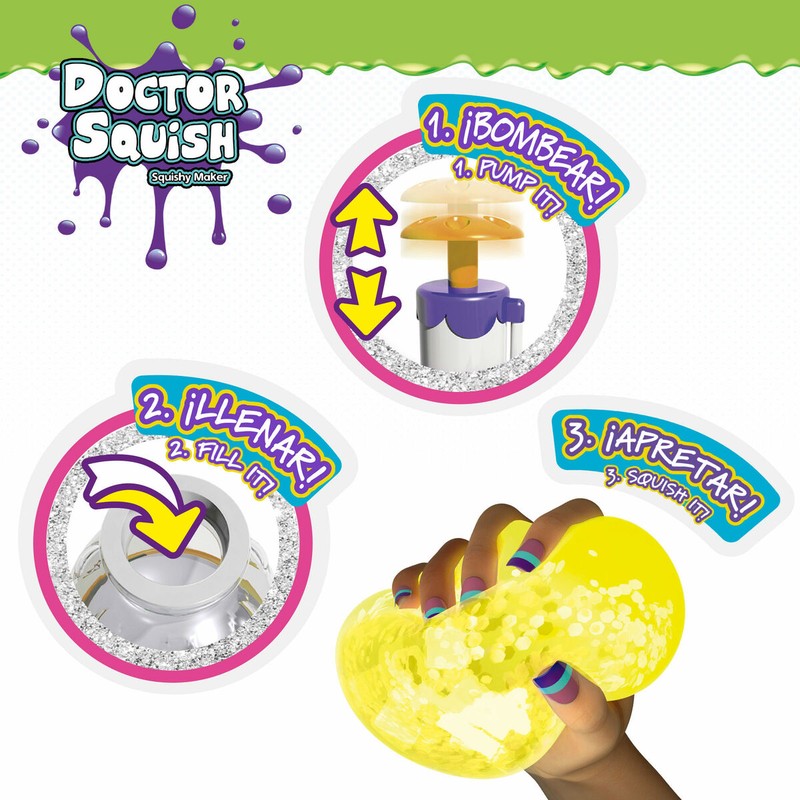 Niña divirtiéndose con set de manualidades Doctor Squish, fabricando squishies