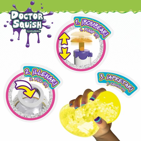Niña divirtiéndose con set de manualidades Doctor Squish, fabricando squishies
