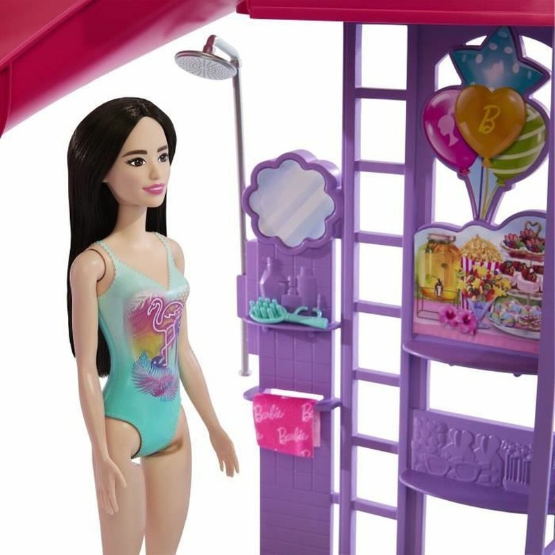 Set de juego Barbie: piscina plegable lista para la aventura.