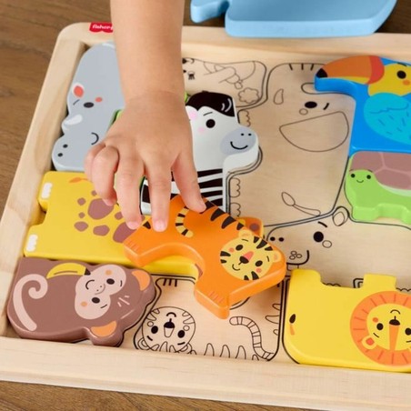 Bloques construcción infantiles: Piezas de puzzle Fisher-Price de animales.
