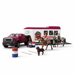 Juguetes construcción niños Schleich: camioneta y remolque ecuestre