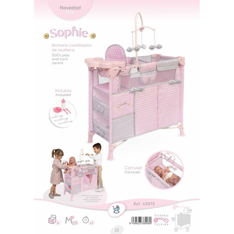 Cambiador de muñecas Decuevas Sophie con estructura metálica