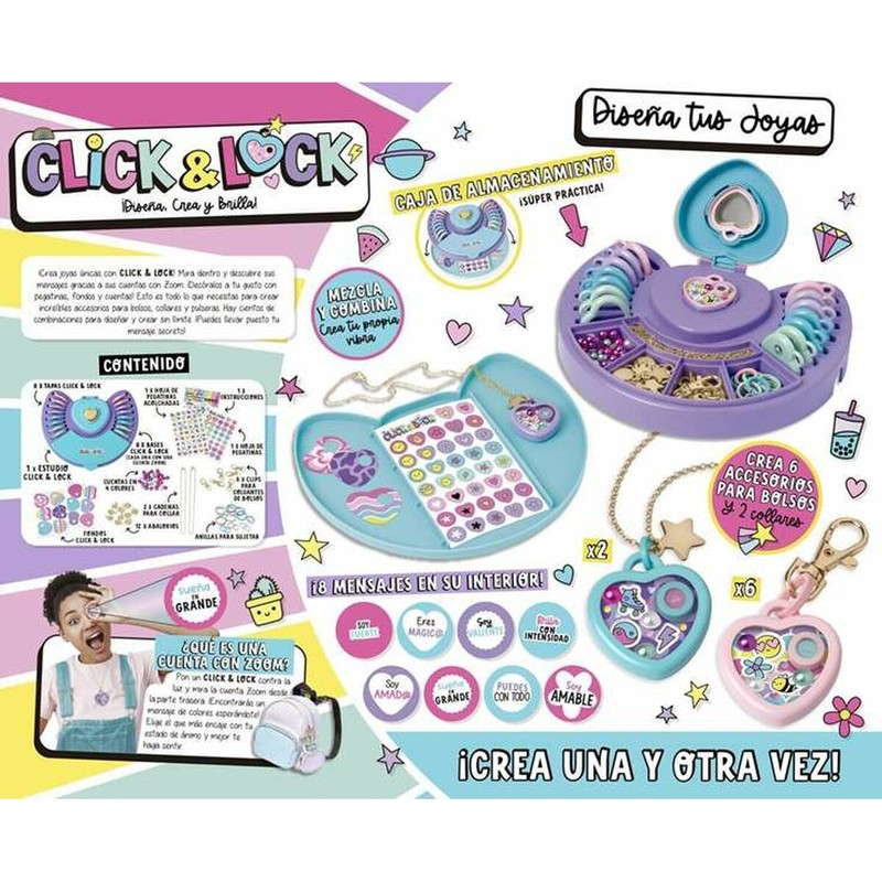 Manos infantiles diseñando joyas con material de manualidades