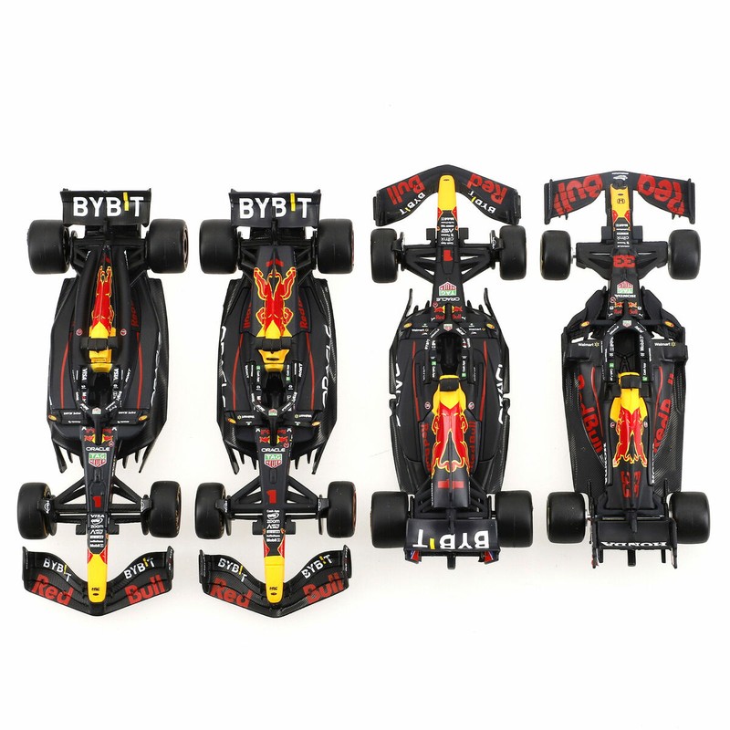 Coches Red Bull de metal die-cast en pista de coches