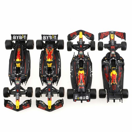 Coches Red Bull de metal die-cast en pista de coches