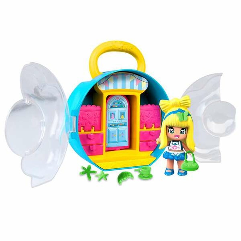 Bloques construcción infantiles, muñeca Famosa jugando