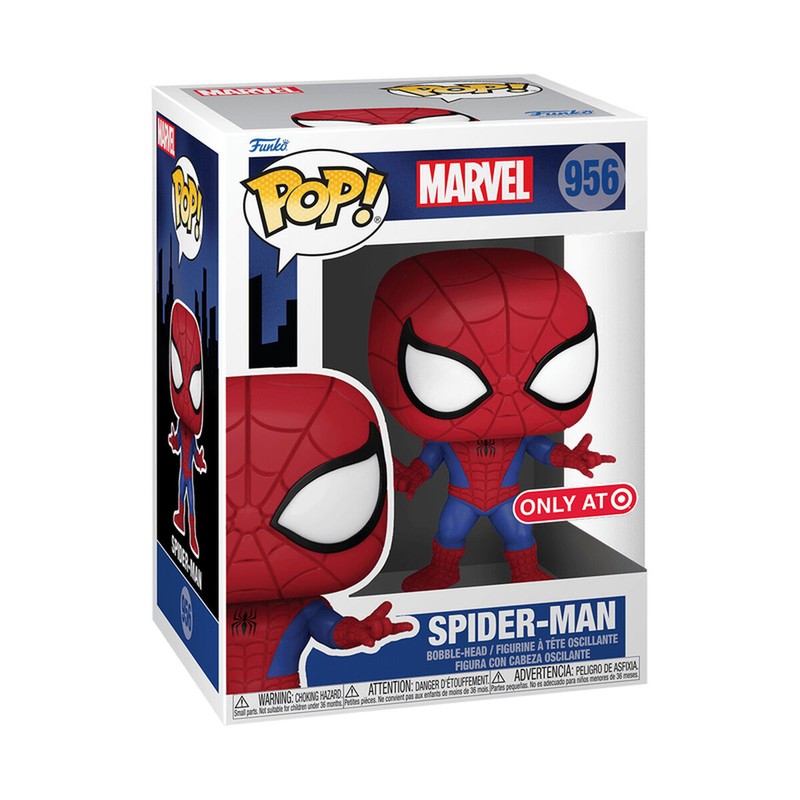 Detalle de la cabeza oscilante de la figura Spiderman