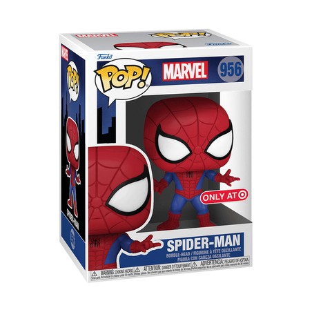 Detalle de la cabeza oscilante de la figura Spiderman