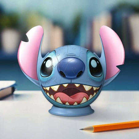 Detalle del puzzle bola Stitch, piezas de plástico multicolor