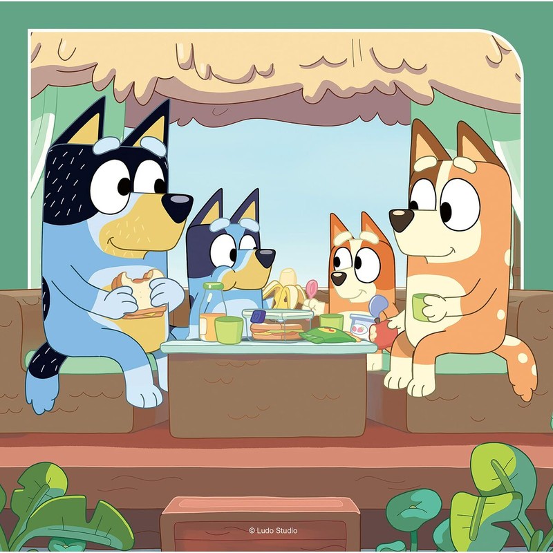 Ilustraciones vibrantes de Bluey en puzzles educativos