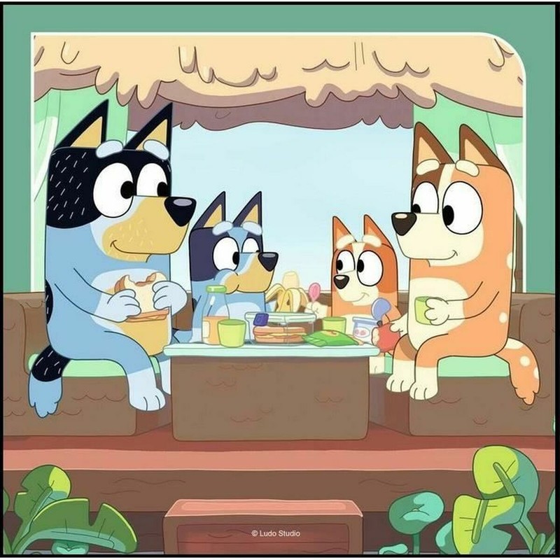 Puzzles Bluey y familia, momentos de juego educativos