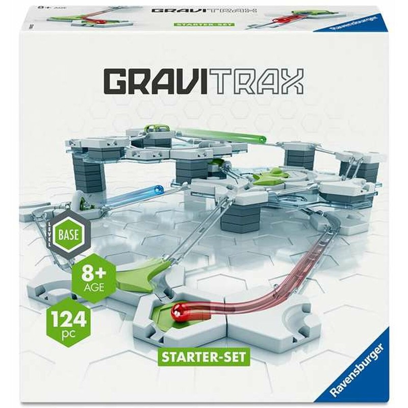 Niño jugando con juguete destreza infantil GraviTrax circuito de canicas