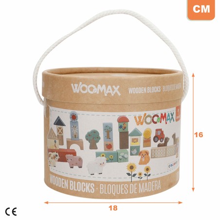 Bloques construcción infantiles Woomax, granja de madera para bebés