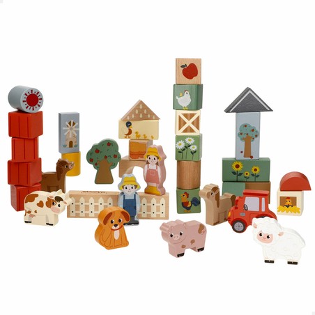 Construcción niños 3 años, set de madera Woomax con animales
